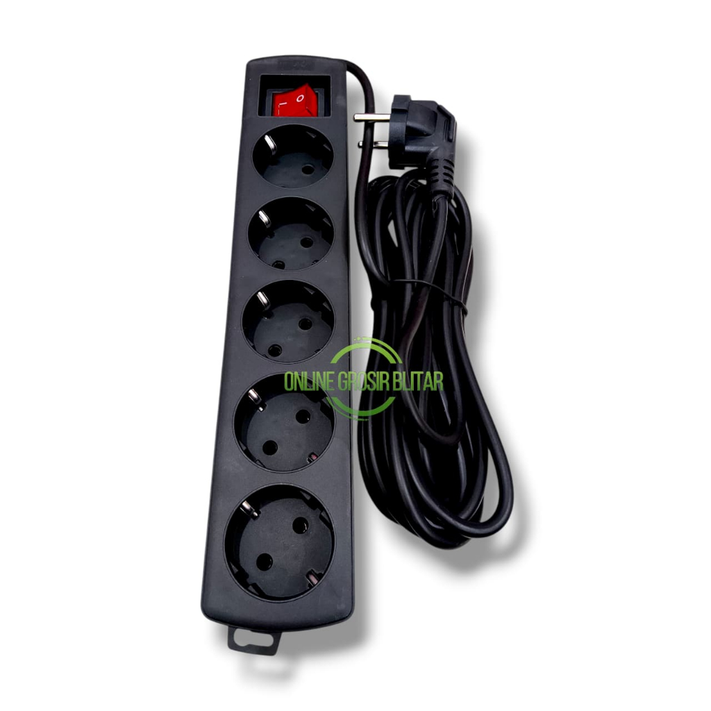 Dutron Stop Kontak 4 5 Lubang 5 Meter + Switch  DV‑SKK‑BL-54 55 Hitam