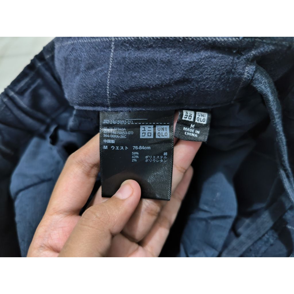 Longpants Chino Uniqlo Stretch Dark Blue (pinggang karet)
