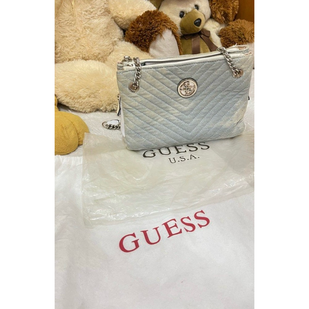 Guess Denim Shoulder Bag Chain