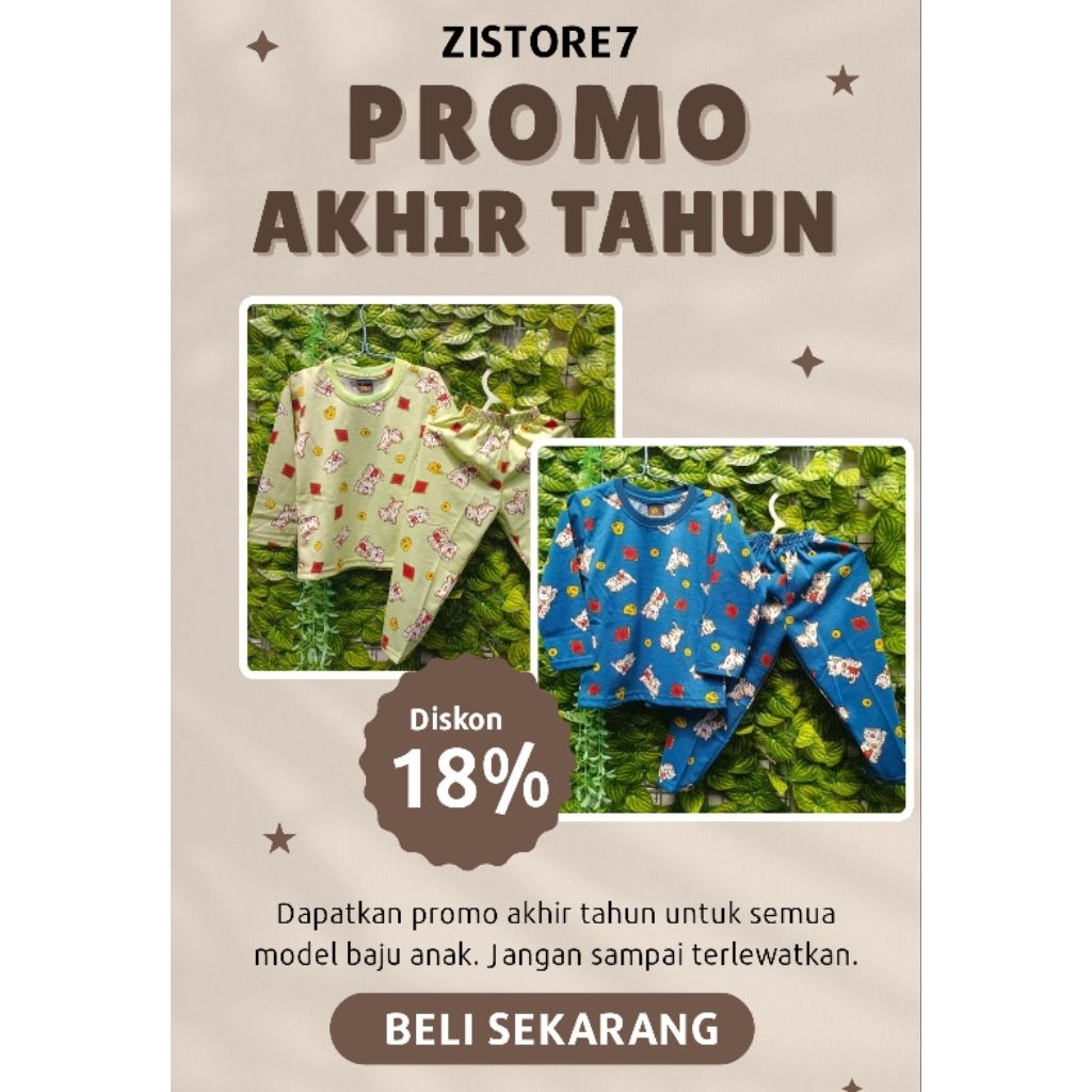 Hayami Setelan Panjang anak laki-laki 2-4 tahun Bahan Katun setelan baju panjang anak motif kucing