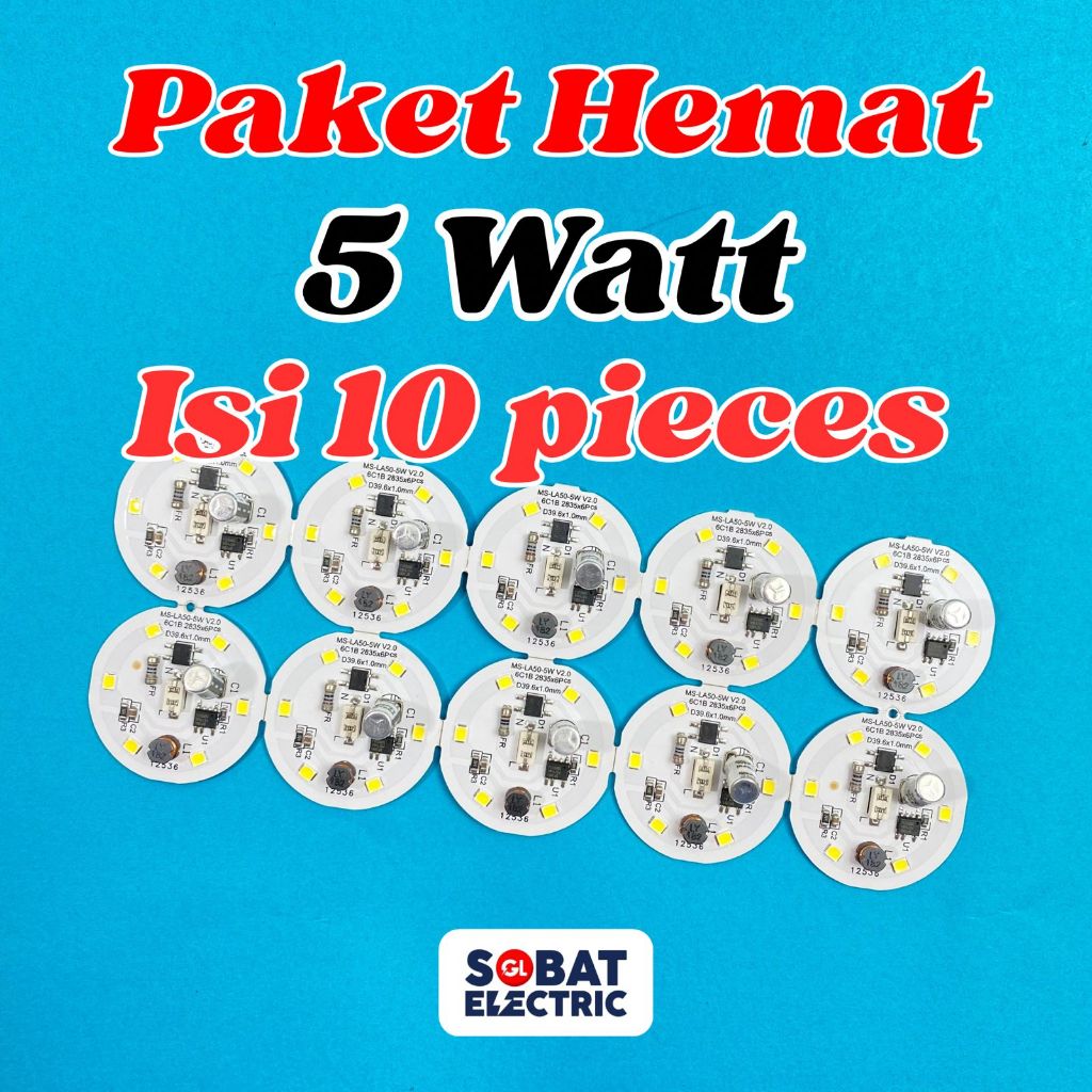 Paket Hemat 5 Watt PCB AC Mata LED - PCB Mata Lampu LED AC Tanpa Driver 5w