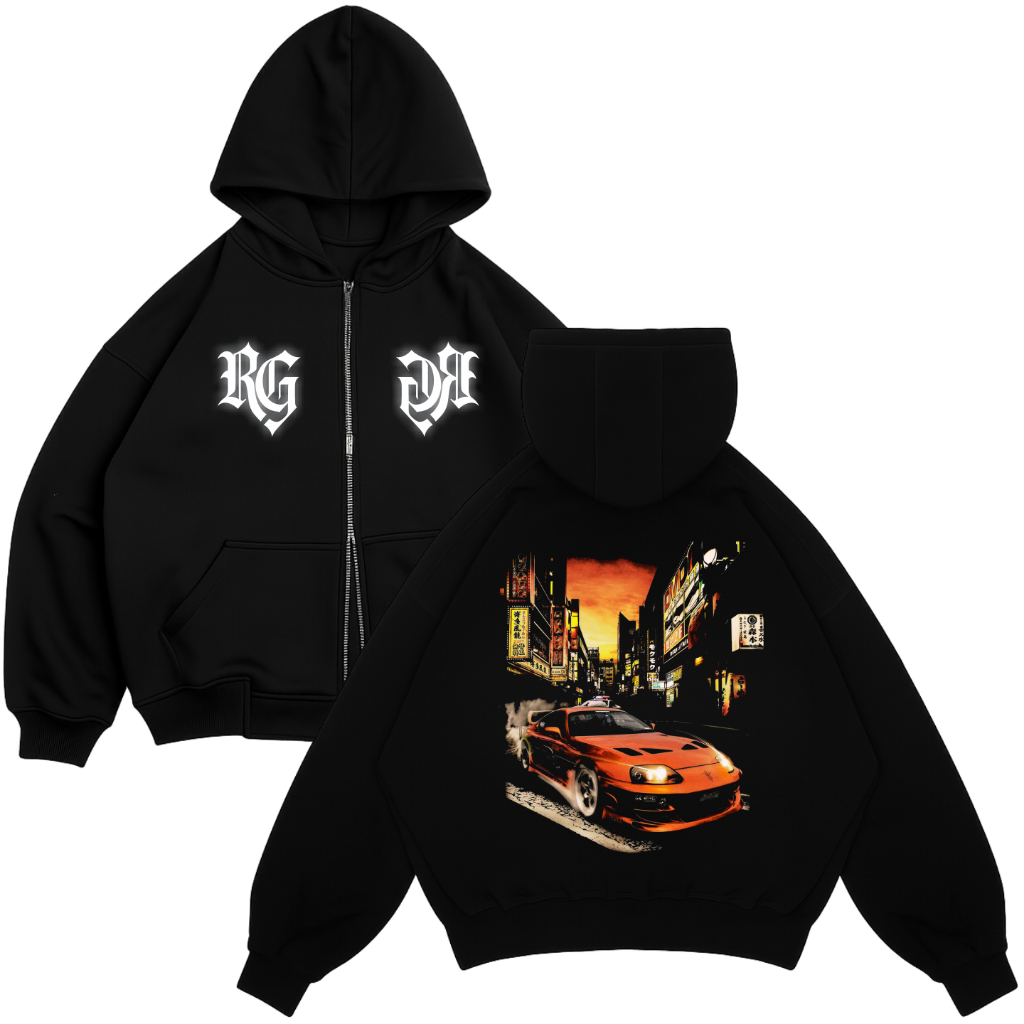 Hoodie Boxy Pria Premium Original 100% Sweater Duoble Zipper Sablon UNDERGROUND Unisex Cowok Cewek