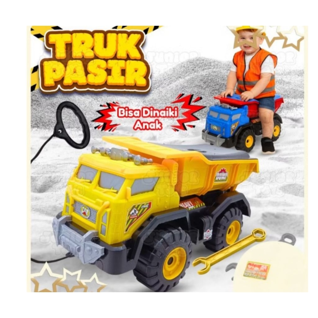 Mainan truk pasir anak ukuran jumbo bisa dinaiki kokoh dan aman - truk pasir jumbo muat sampai BB 25