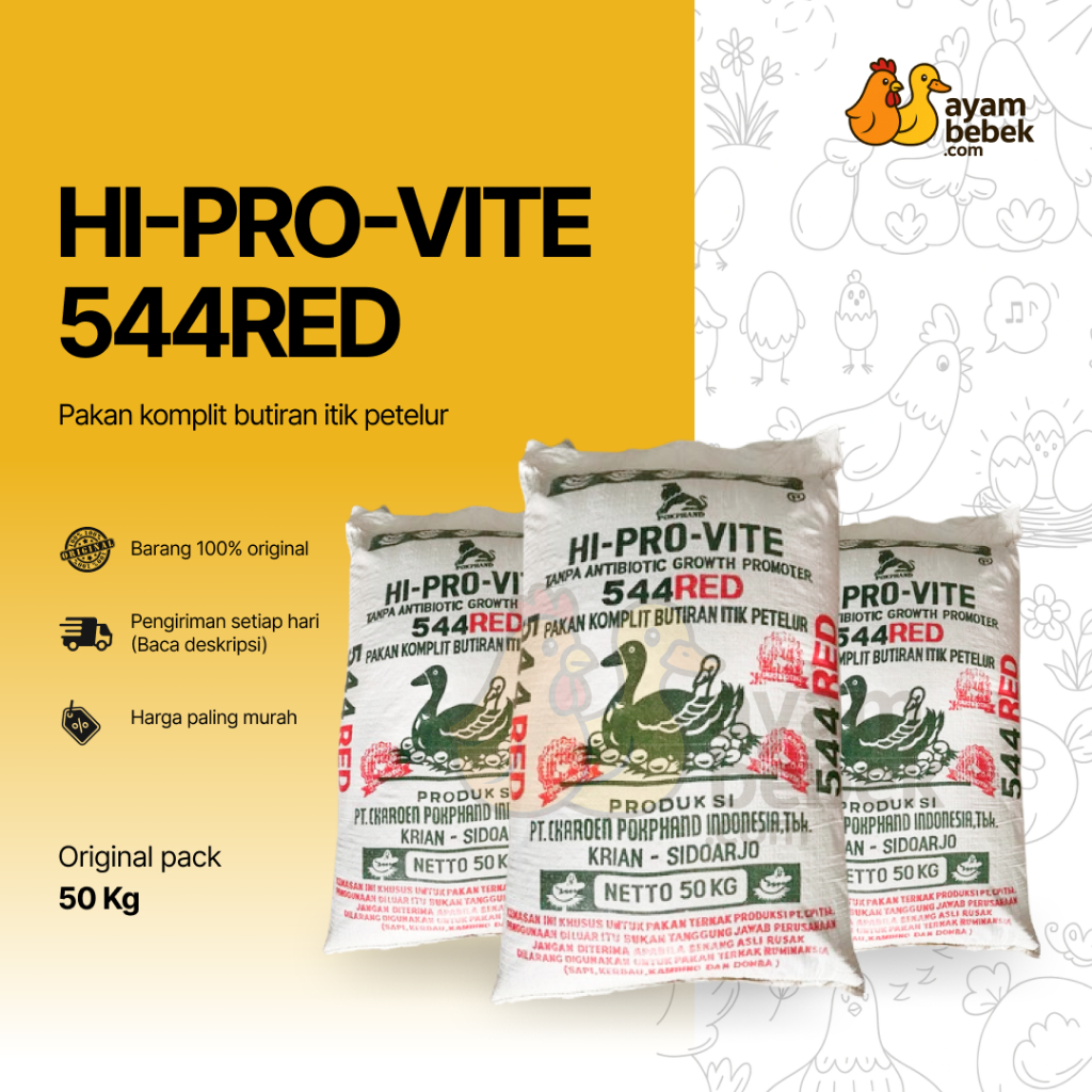 HI-PRO-VITE 544 RED - Pakan Komplit Butiran Bebek Petelur - REPACK | AyamBebek Pakan dan Ternak