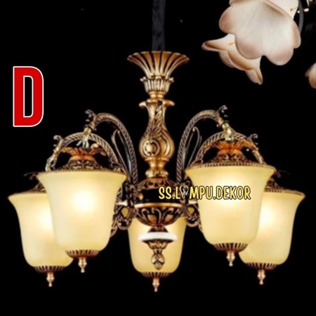 Lampu gantung klasik modern cabang 5 hias ruang tamu