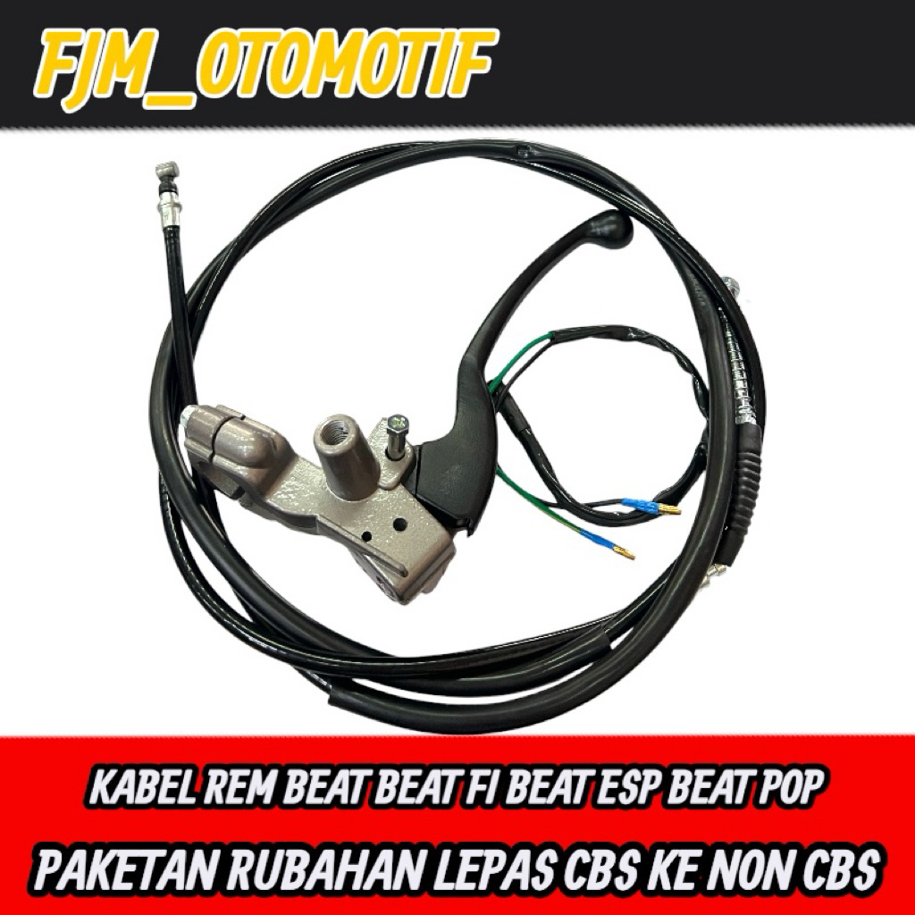 Kabel Rem Belakang Beat Karbu Sepaket + Dudukan Spion Kiri + Handle Rem kiri Hitam + Bonus Switch Re
