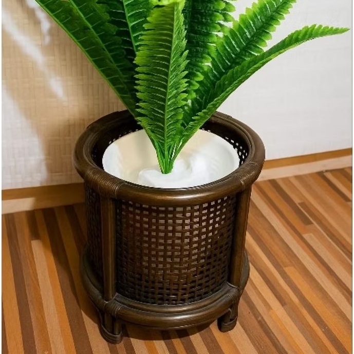 Standing pot bunga anyaman rotan premium