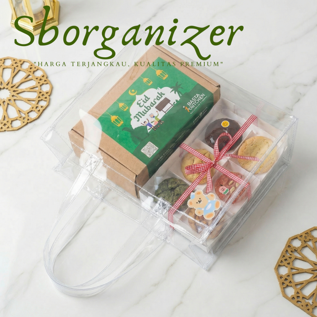 Full Transparant Goodiebag polos mika Tas mika pvc Tas kue Nastar Tas bolu TAS SOUVENIR HAMPRES PVC
