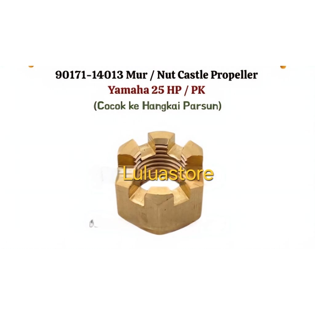 90171-14013 Mur / Castle Nut propeller Yamaha 25 PK (cocok ke hangkai/parsun)