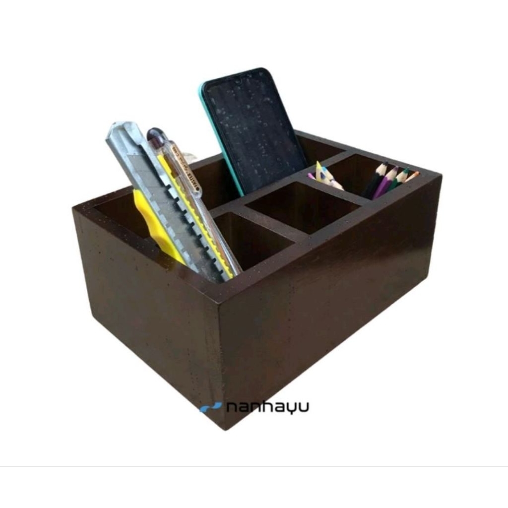 Tempat Pensil Dan Pulpen Kayu Minimalis Warna Walnut - PENA