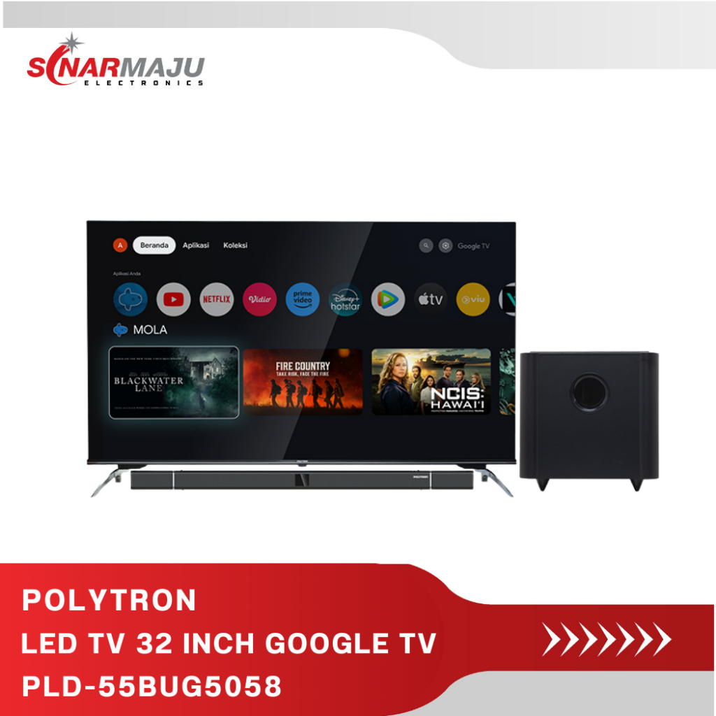 POLYTRON LED TV 55 INCH 4K UHD GOOGLE TV SOUNDBAR PLD-55BUG5058
