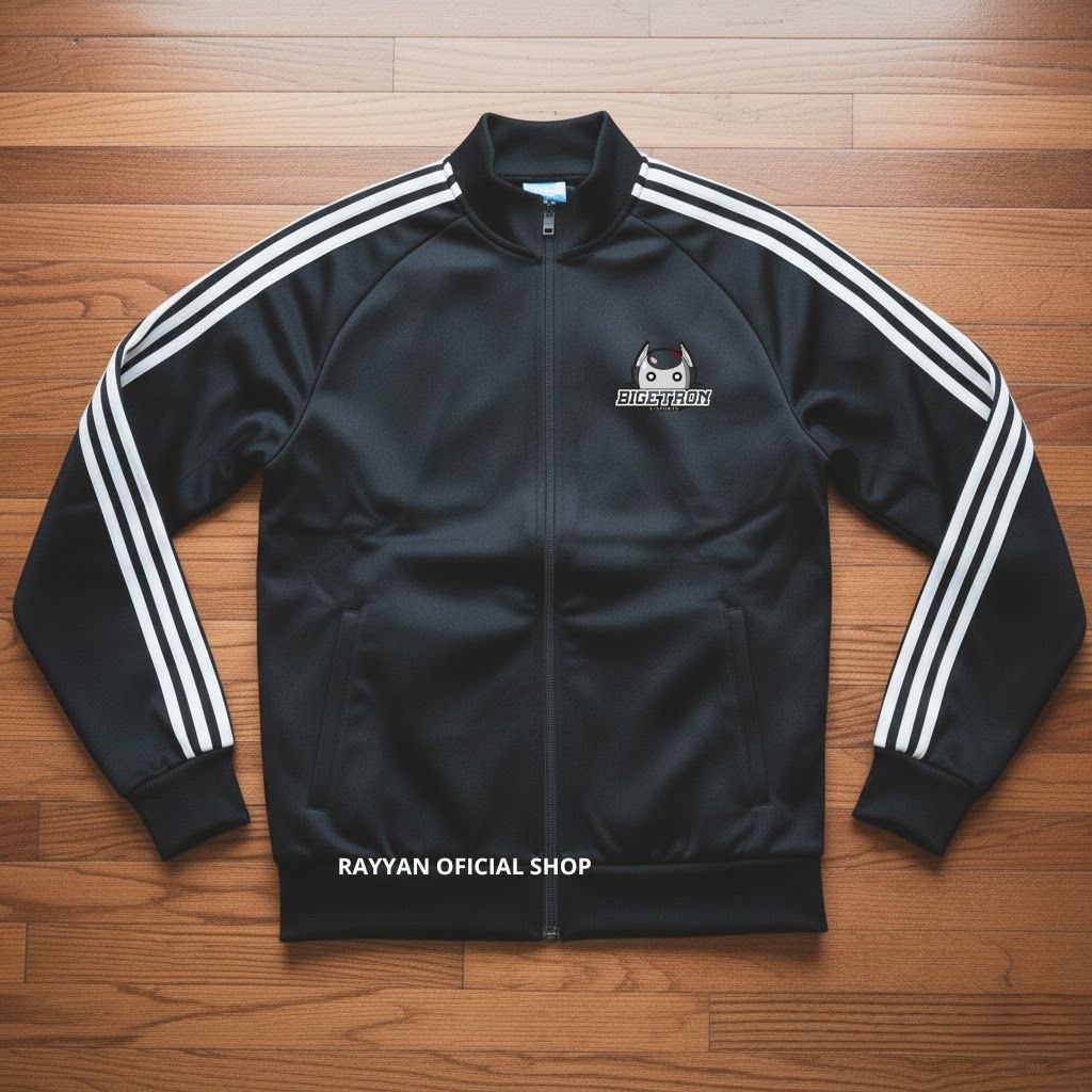 Rayyan Oficial Shop - bigetron Tracktop Jacket EAsport Outdoor Motif List Tangan Putih Warna Hitam M