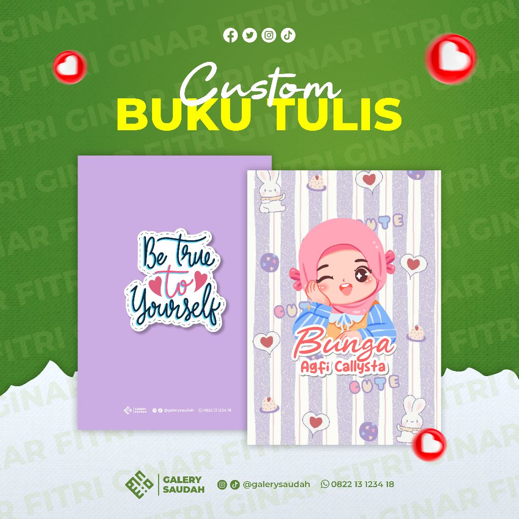 Buku Tulis Custom Nama Foto - Buku Tulis Sekolah Murah