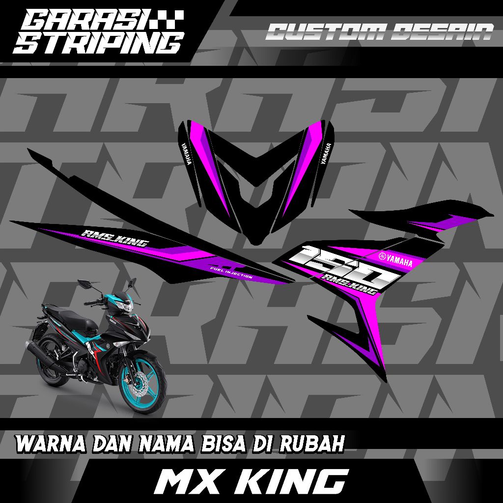 STRIPING CUSTOM VARIASI TRANSPARAN MX KING STICKER VARIASI MOTIF TERBARU KEREN BIRU UNGU MAGENTA