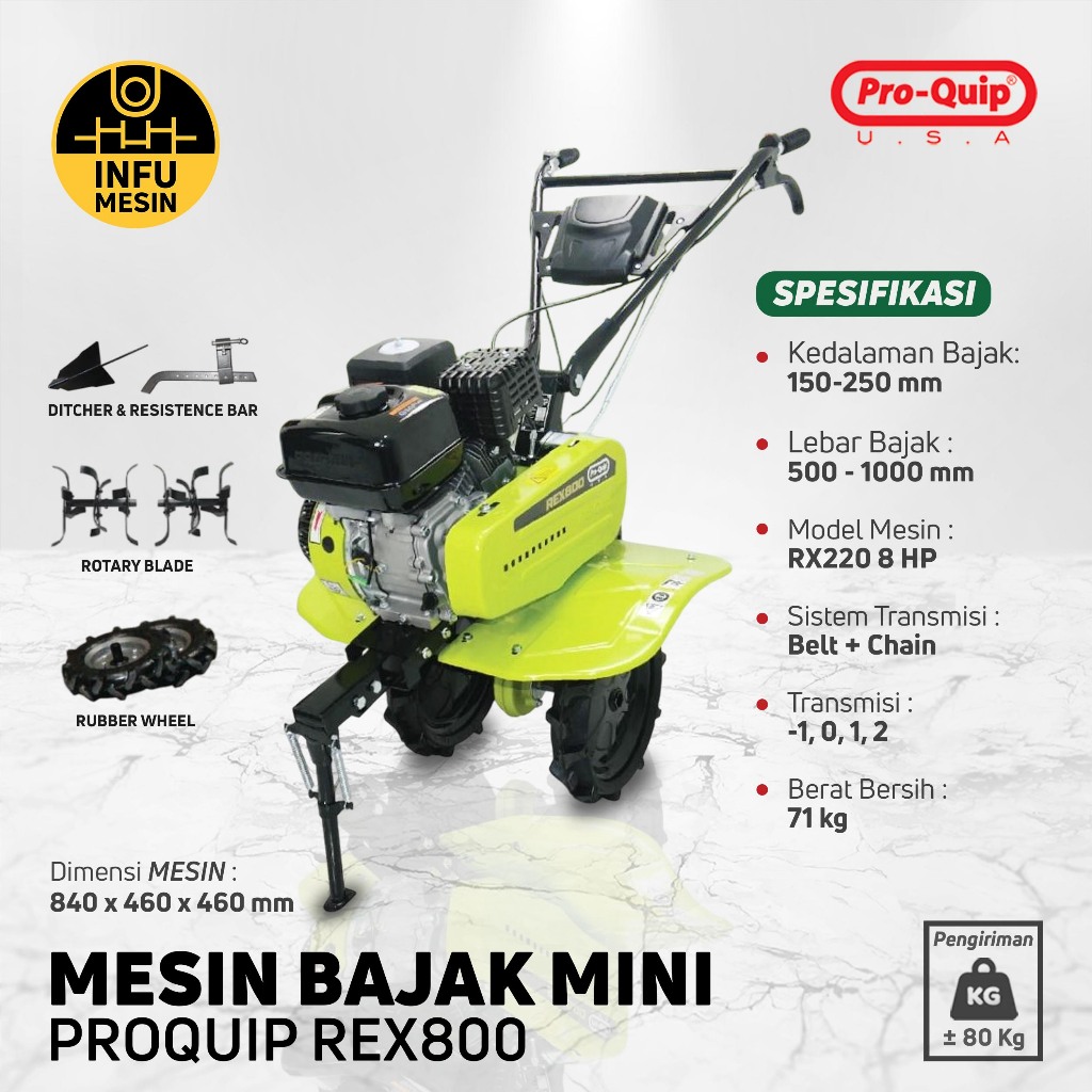 MINI TILLER MESIN BAJAK MINI PROQUIP REX800 CULTIVATOR