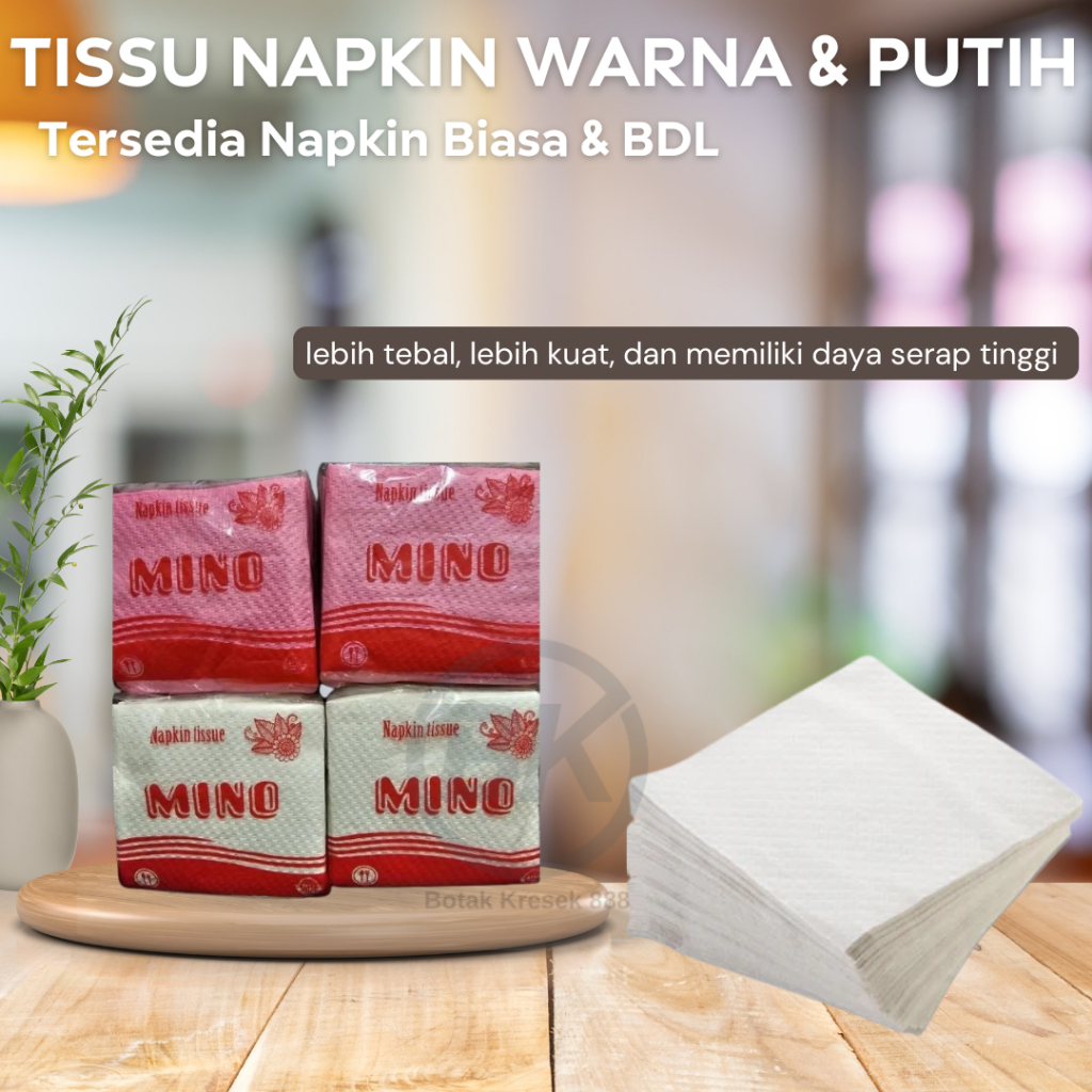Tissue Napkin Putih Warna / Tissue Meja Makan / Tissue Belah 2 Lipat