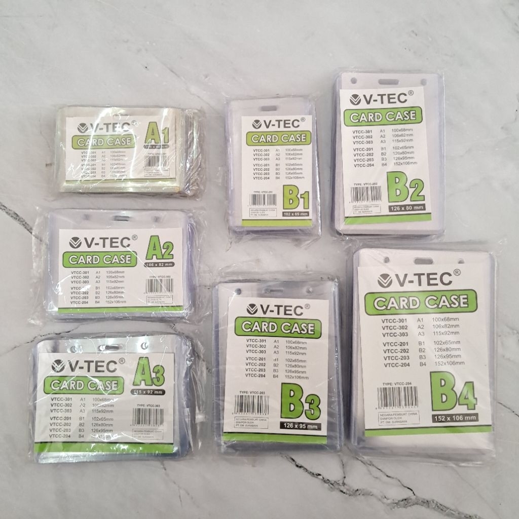 (5pcs) V-TEC Card case plastik id card ukuran A1, A2, A3, B1, B2, B3, B4