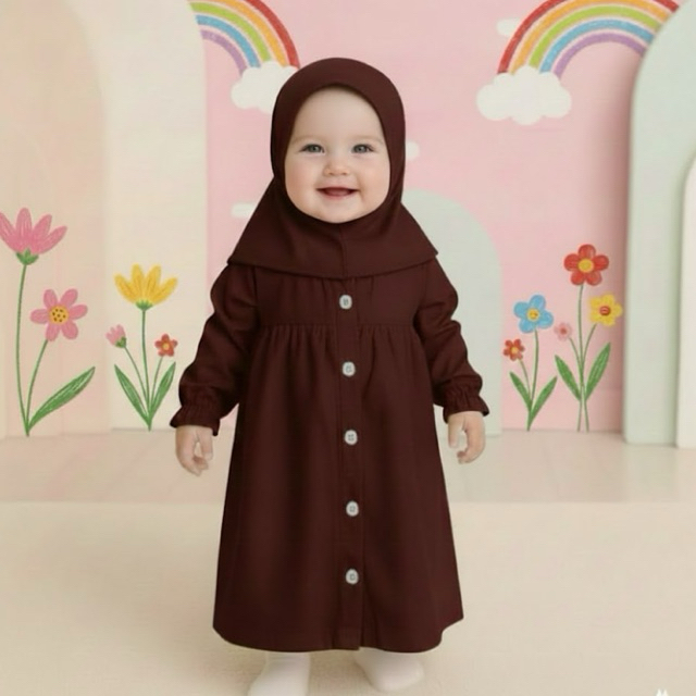 Gamis anak bayi perempuan 0 6 bulan set hijab