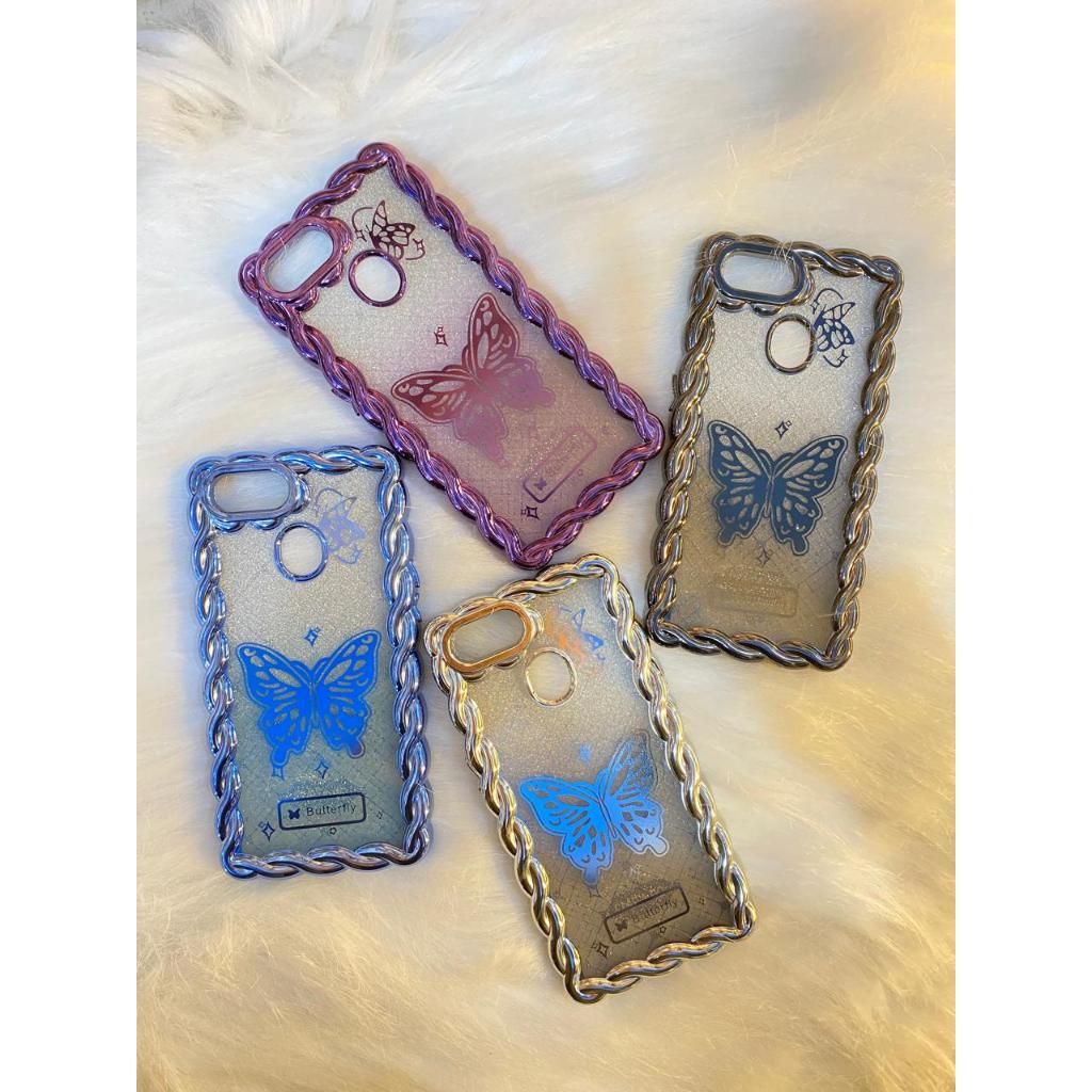 Case OPPO A5S Casing Gliter Ulir Kupu Kupu Plastik Silikon