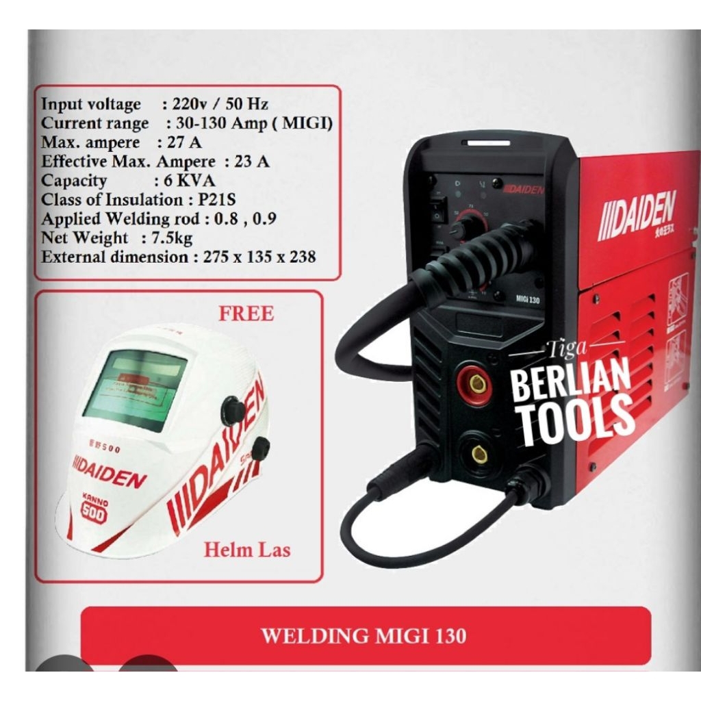 DAIDEN MIGi 130 Travo Mesin Las MIG MAG TIG MMA Argon Stainless