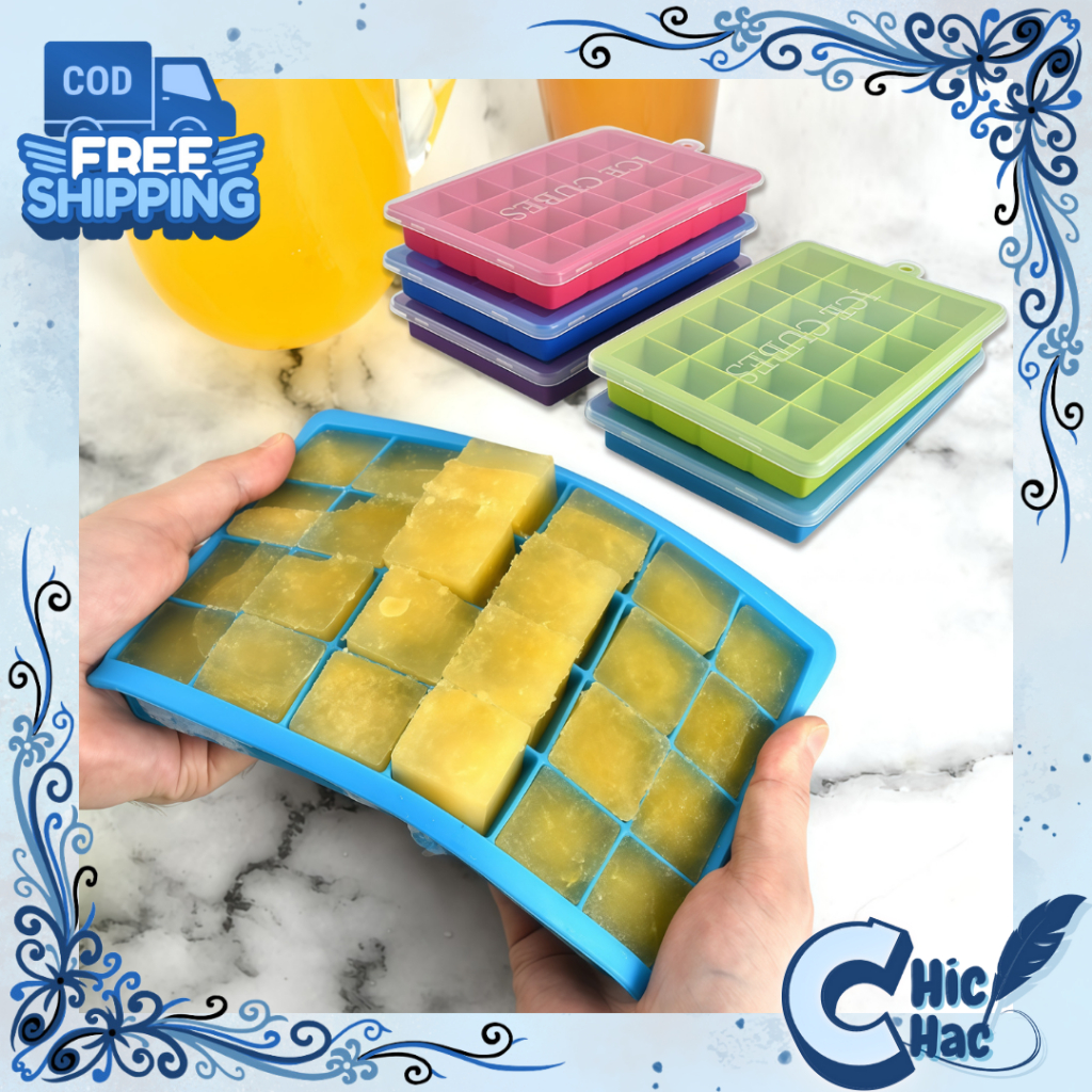 Cetakan Es Batu Silikon 24 Cube / Cetakan Es Batu Kotak / Tempat Es Batu Serbaguna