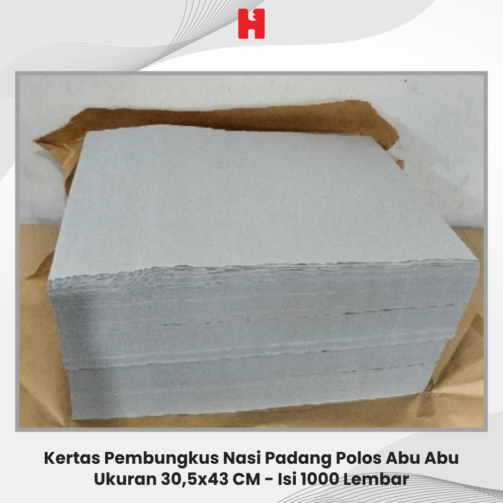 Kertas Pembungkus Nasi Padang Polos Abu Abu - Ukuran 30,5x43 CM - Isi 1000 Lembar