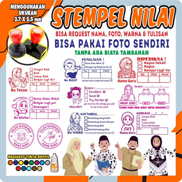 Stempel Nilai Guru / Penilaian / Koreksi / Checked Stempel Nilai Custom