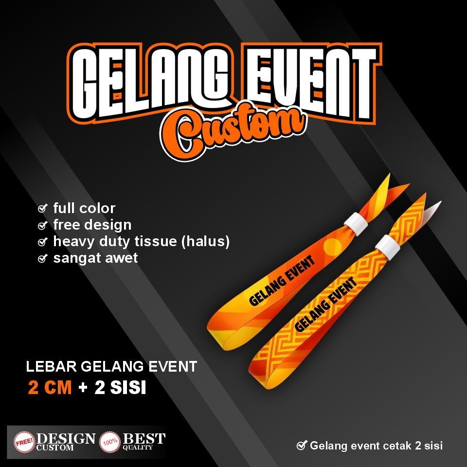 Gelang Tiket LANYARD PVC – Bahan Tissue Halus | Free Input Barcode