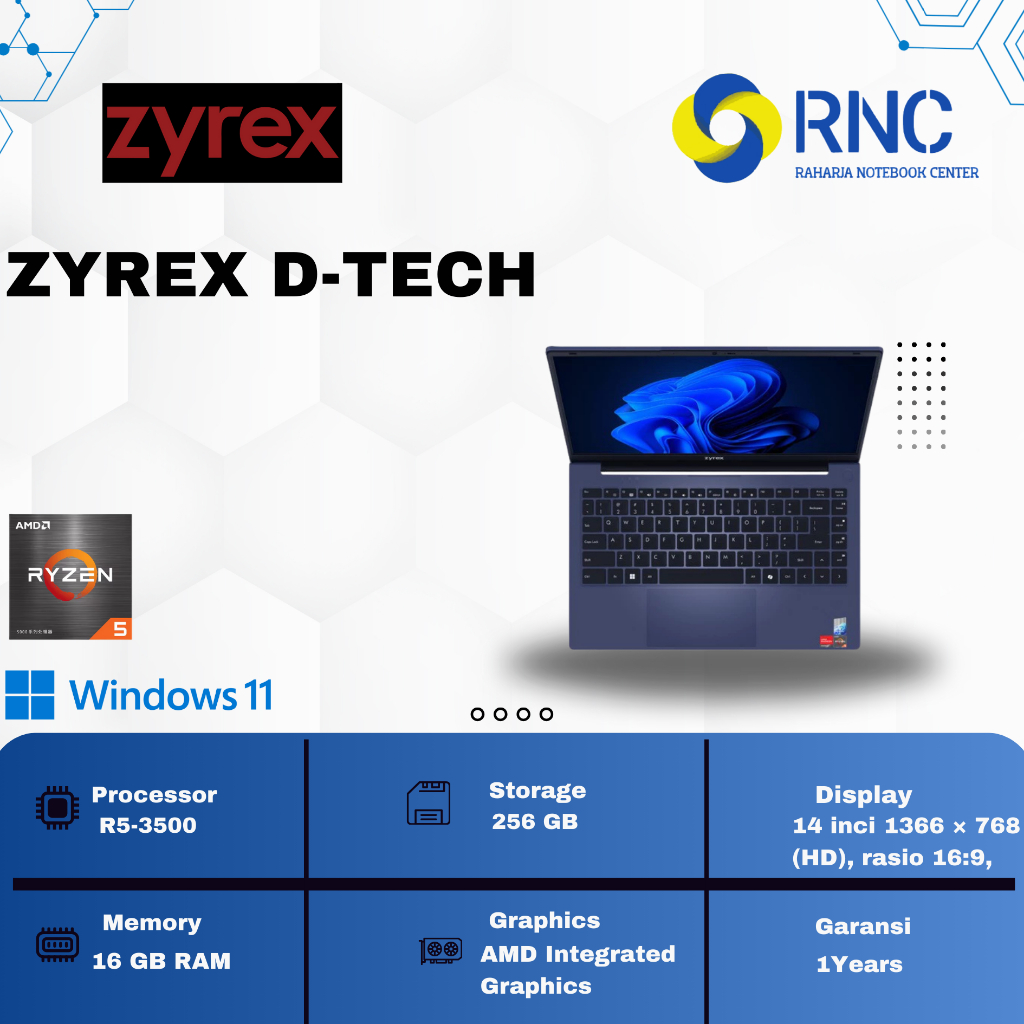 Laptop ZYREX D-TECH AMD Ryzen 5 3500 16GB 256GB ORI