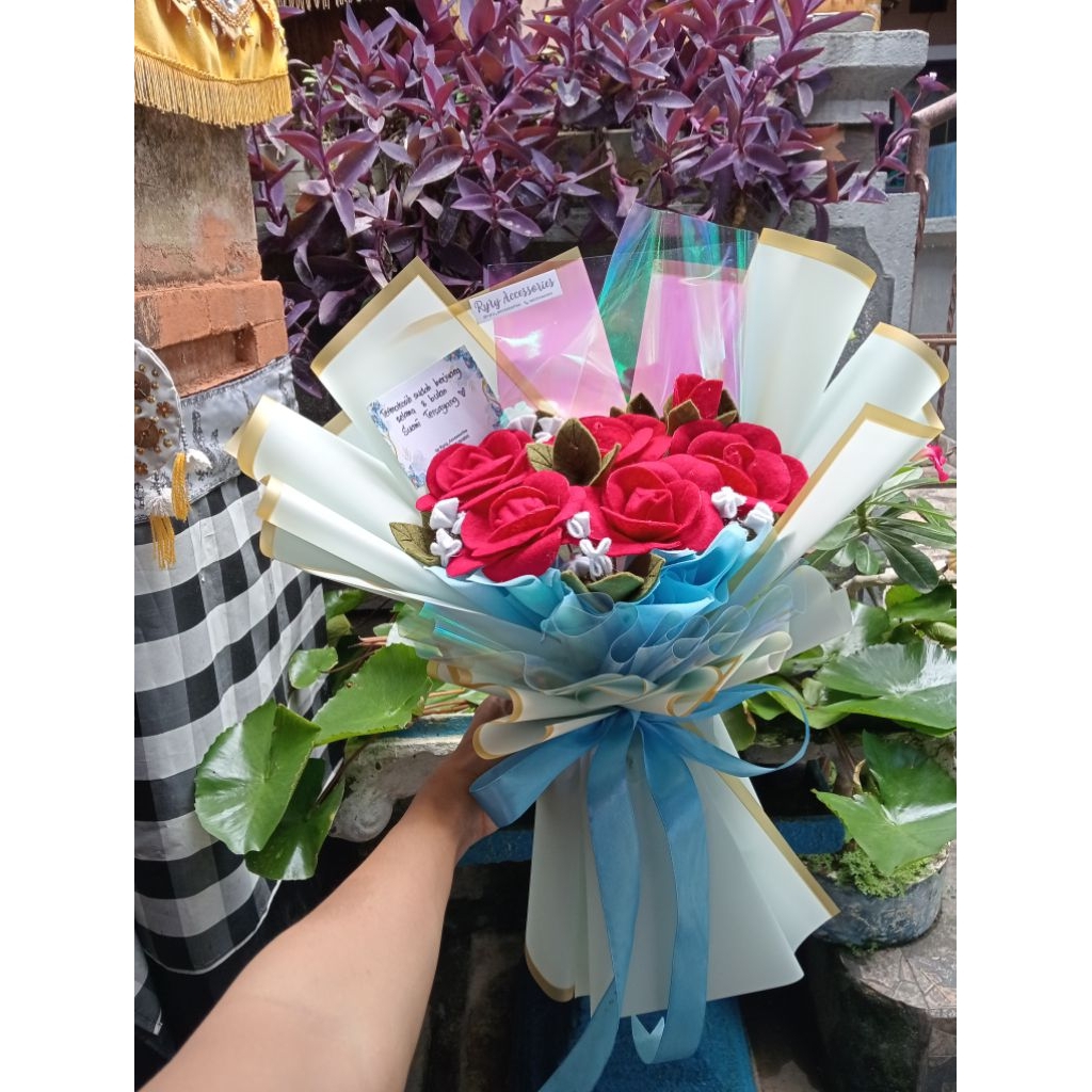 buket mawar flanel