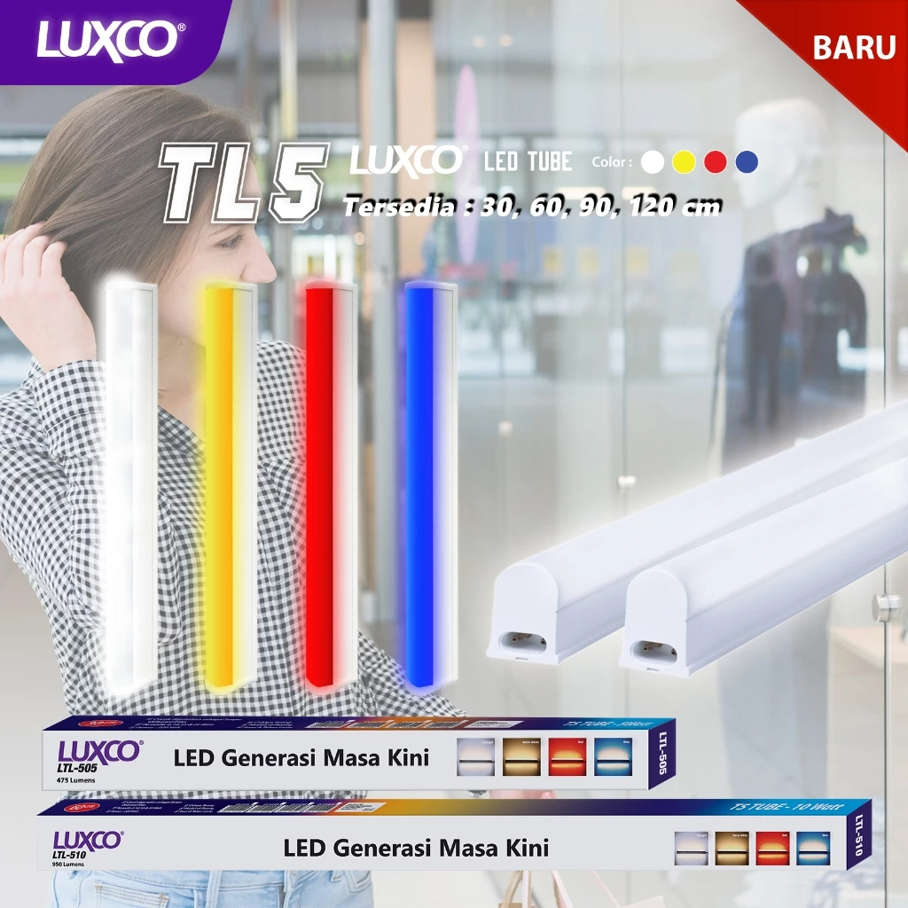 LUXCO Lampu TL Neon T5 LED Warna SNI 5W / 10W / 15W / 20W Tube 30CM / 60CM / 90CM / 120CM Warna Warn