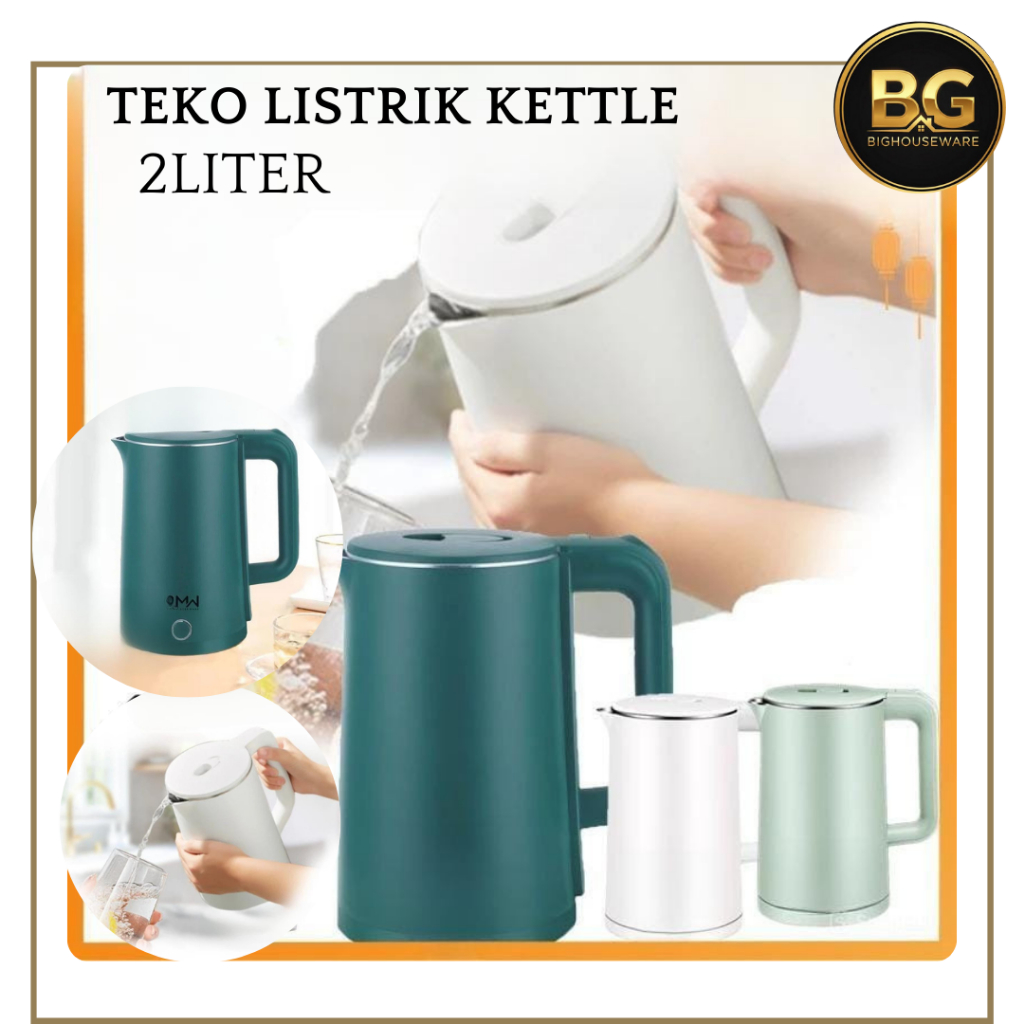 BG - Teko Listrik Pemanas Air Electric 2 Liter Kettle Boiling Water Ketel listrik Ketel Air Bunyi