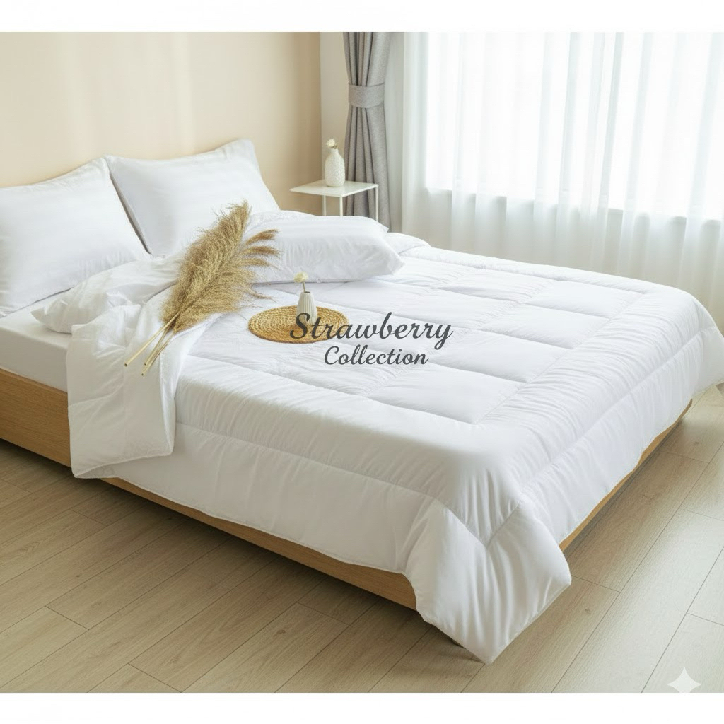 Bed Cover Set Sprei Hotel Polos Putih Bahan Microtex