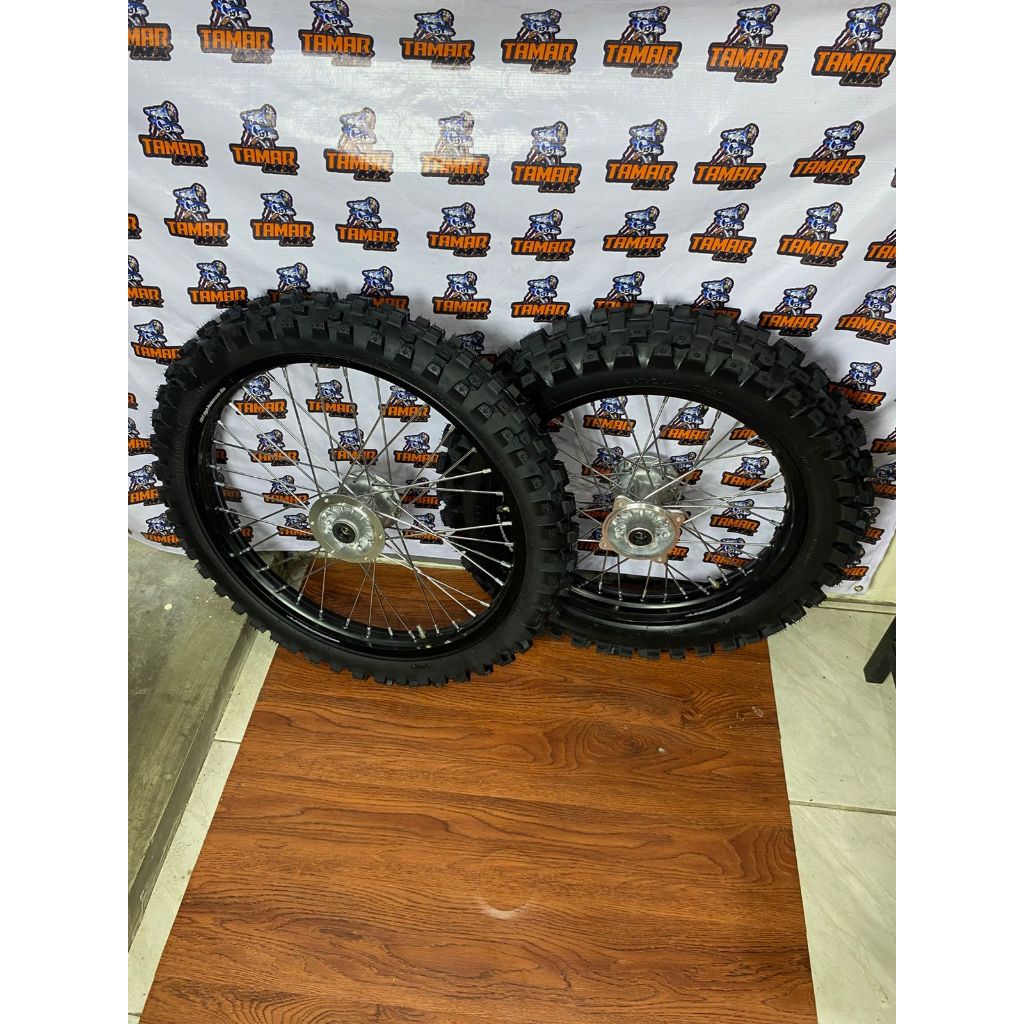 Wheelset Trabas KLX 18/21 Tromol Supercopy Velg TDR Ban Primax Godzilla Baru Murah Ring 18-21