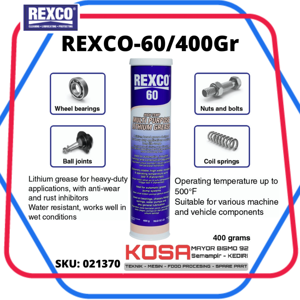 Rexco 60 High Temp Lithium Grease 400g REXCO Stampad 400 gr REXCO Pelumas Gemuk REXCO