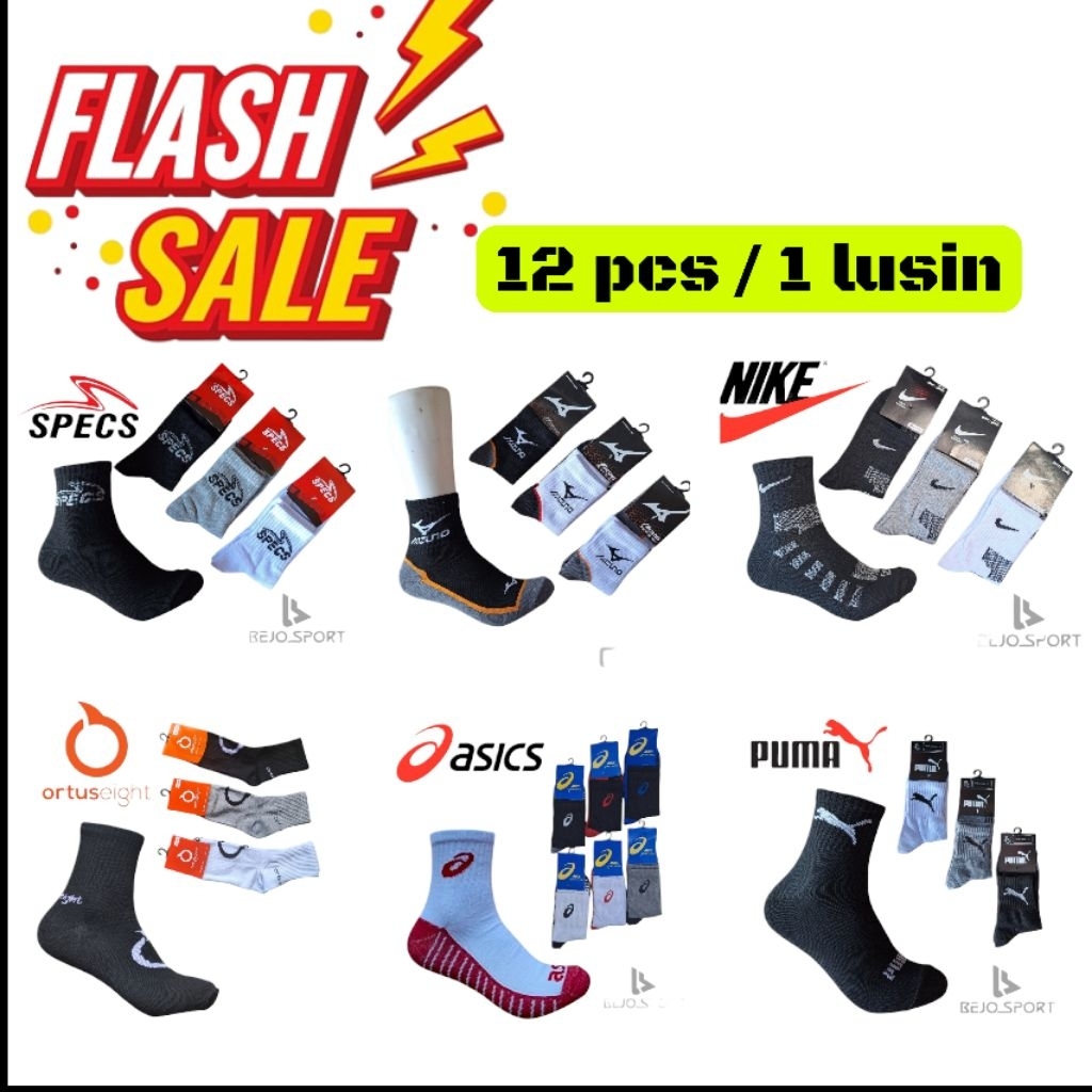 GROSIR 12pcs KAOS KAKI SPORT / KAOS KAKI OLAHRAGA / KAOS KAKI PENDEK