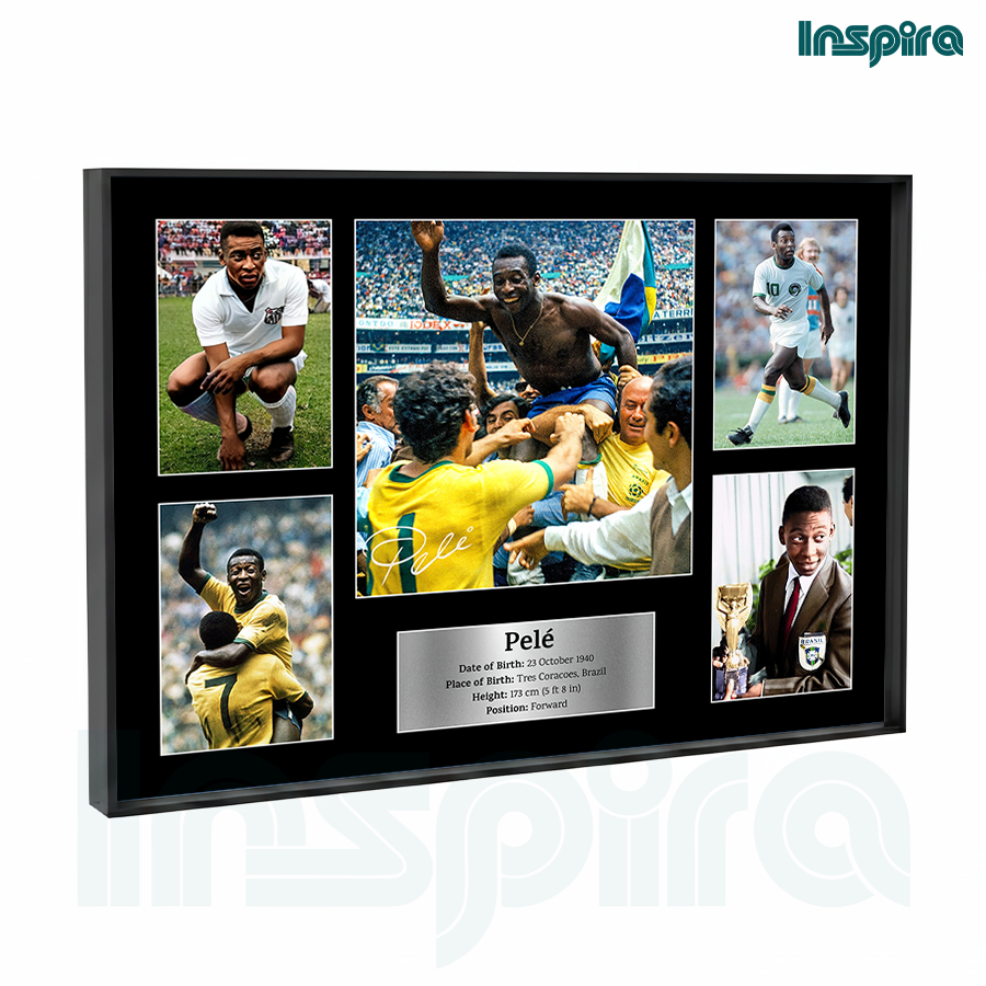 Inspiradekor Frame Bingkai Pajangan Dinding Pele Bola Poster Custom Pemain Sepak Bola Premium