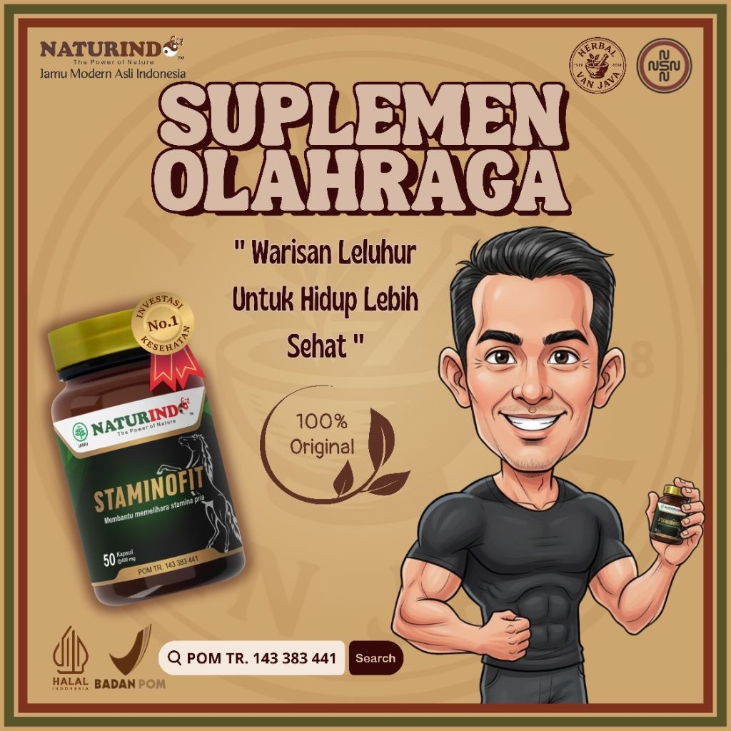 NATURINDO KAPSUL HERBAL STAMINOFIT SUPLEMEN OLAHRAGA DOPING LARI DOPING OLAHRAGA OBAT STAMINA PRIA W