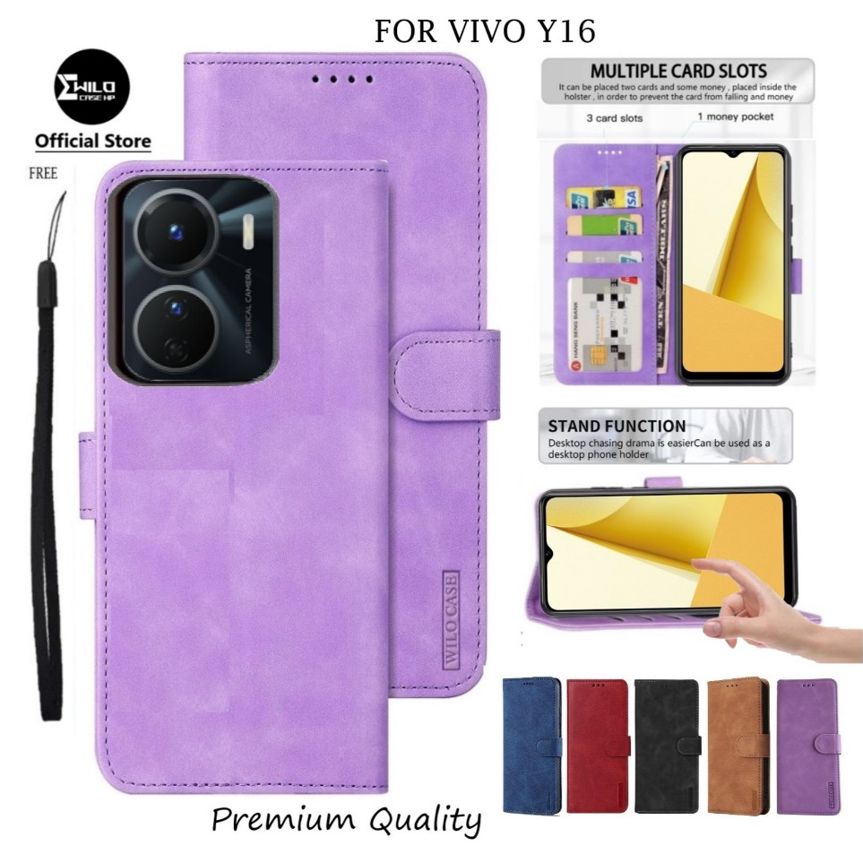 Flip Case VIVO Y16(New 2022)Case Wallet Kulit Casing Dompet Case Wallet Leather Flip Case VIVO Y16 C