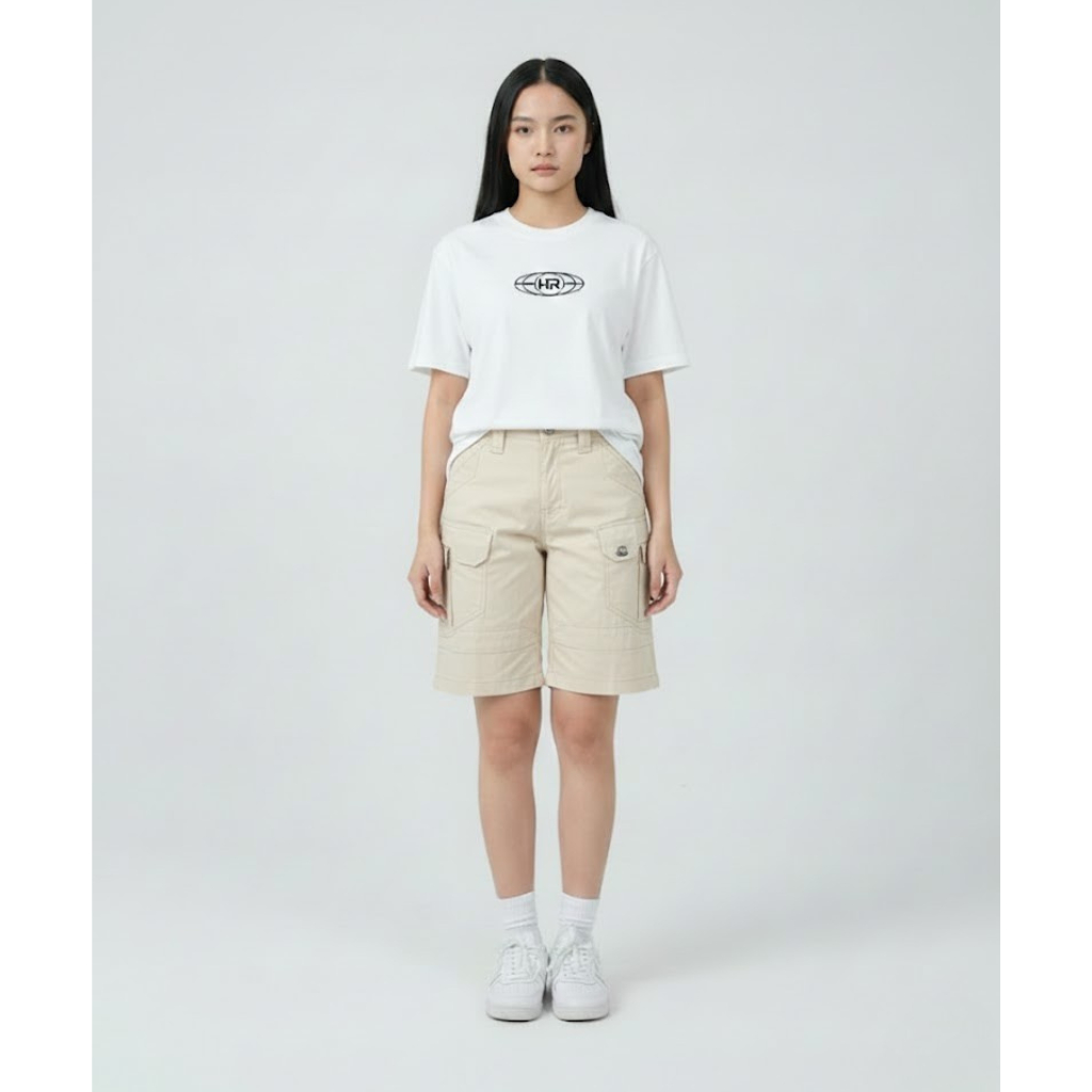 HPR Celana Pendek Wanita Cargo Tactical PDL Krem Bahan Ribstop Tr