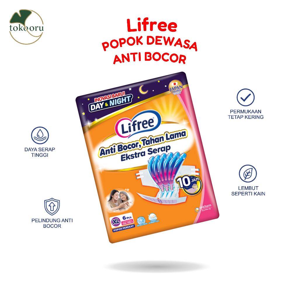 Lifree XL 6 pcs Popok Perekat Dewasa Lansia