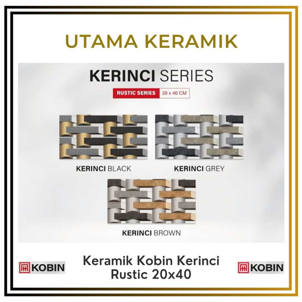 Keramik Kobin 20x40 Rustic Kerinci - Hitam - Grey - Brown