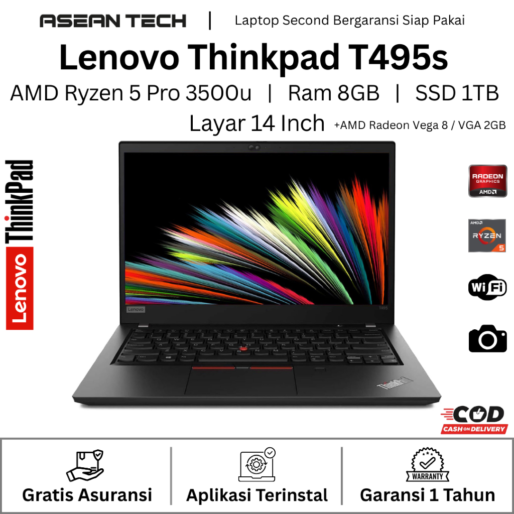 Laptop Lenovo Thinkpad T495s Ryzen 5 | T490s T490 Core i7 Gen 8 Touchsceen - Second Murah Bergaransi