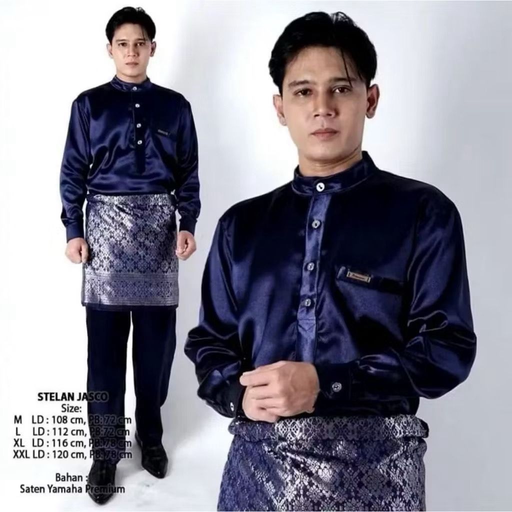 Setelan Melayu Pria+Kain Songket - Set Kondangan Cowok - Setelan Baju Pria Dewasa Polos