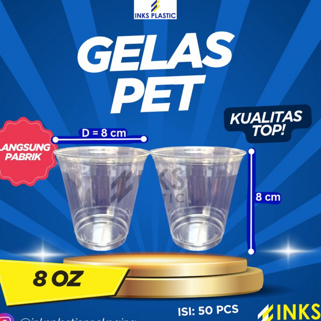 GELAS PLASTIK 8 OZ PET BENING TEBAL PREMIUM 8OZ