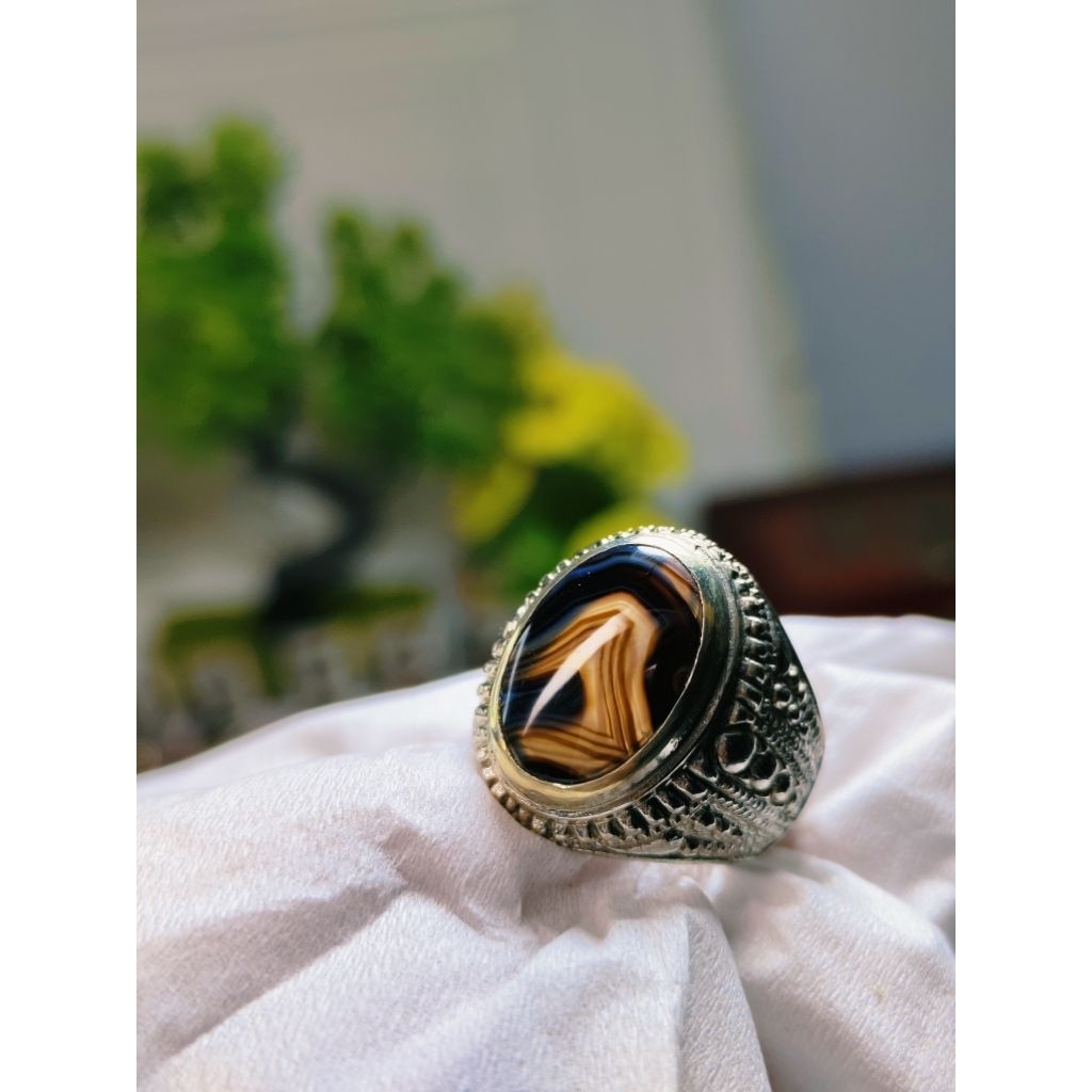 Batu Akik Junder Sulaiman Hitam Ring Alpka Super