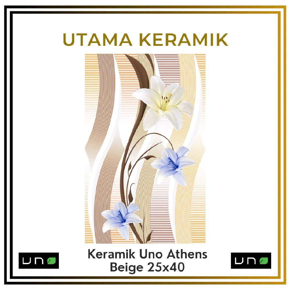 Keramik Uno 25x40 Athens Beige - Keramik Dinding Beige Motif Bunga