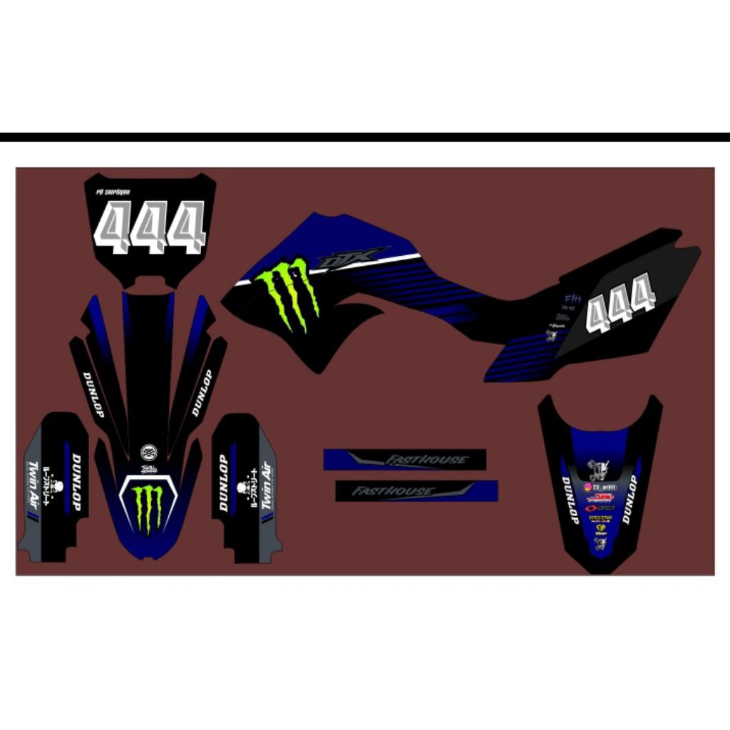 stiker decal klx d tracker old bisa request nama no logo gambar warna masih bisa diesit sesuai permi