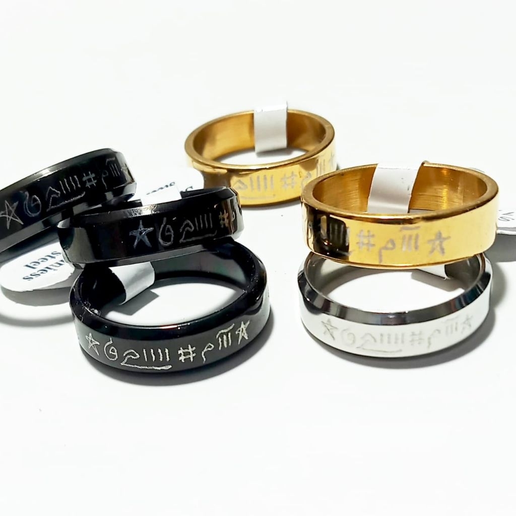 cincin ukir titanium pria anti karat anti luntur cincin unik rings hitam silber gold best seller