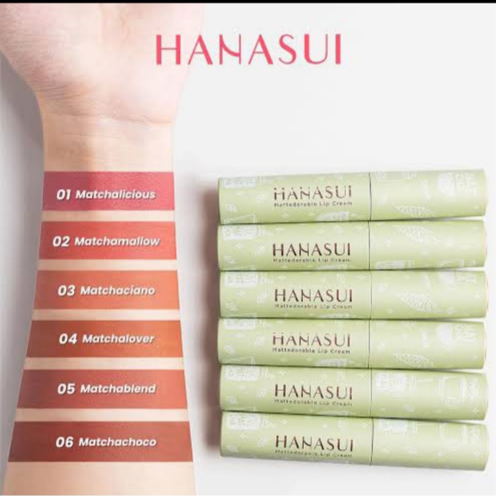 Hanasui Mattedorable Lip Cream Matcha latte Original BPOM | Lipstik Matte Tahan Lama Anti Transfer